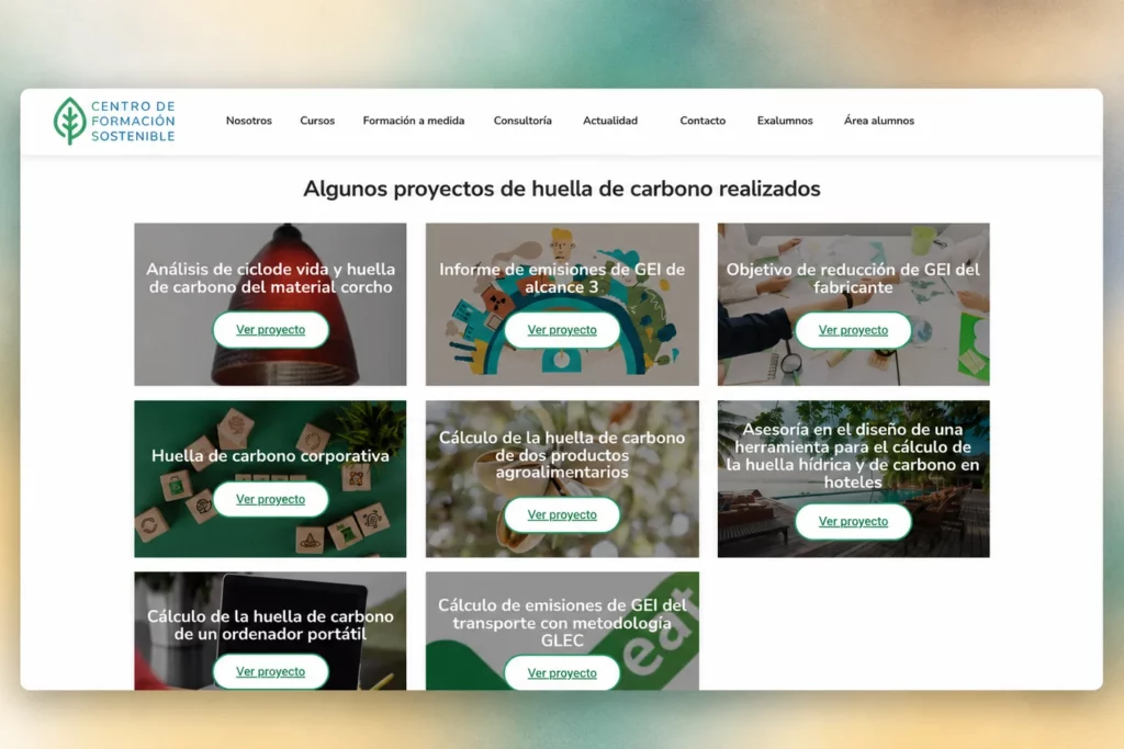 Proyectos de huella de carbono realizados por el Centro de Formación Sostenible