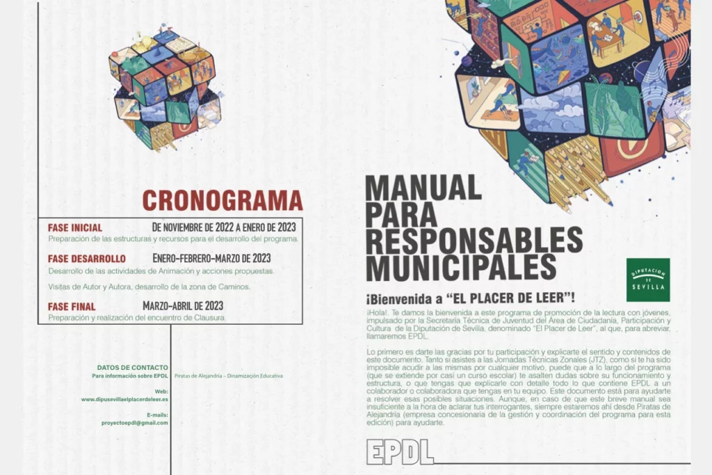 Portada del manual para responsables municipales de El Placer de Leer, con el cronograma del programa