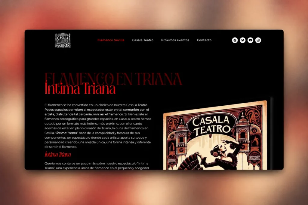 Web de Íntima Triana, espectáculo de flamenco en Casala Teatro, Sevilla