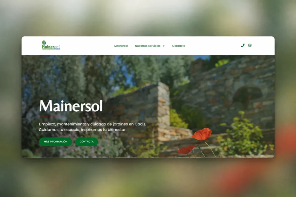 Web de Mainersol, empresa de jardinería en Cádiz