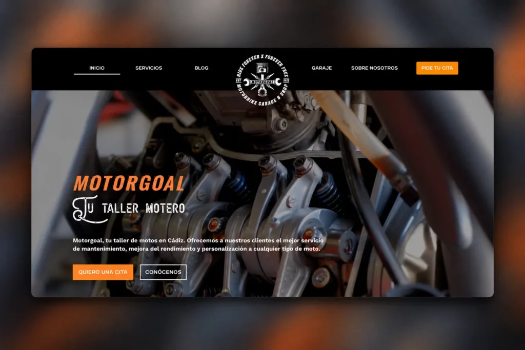 Web de Motorgoal, taller de motos en Cádiz